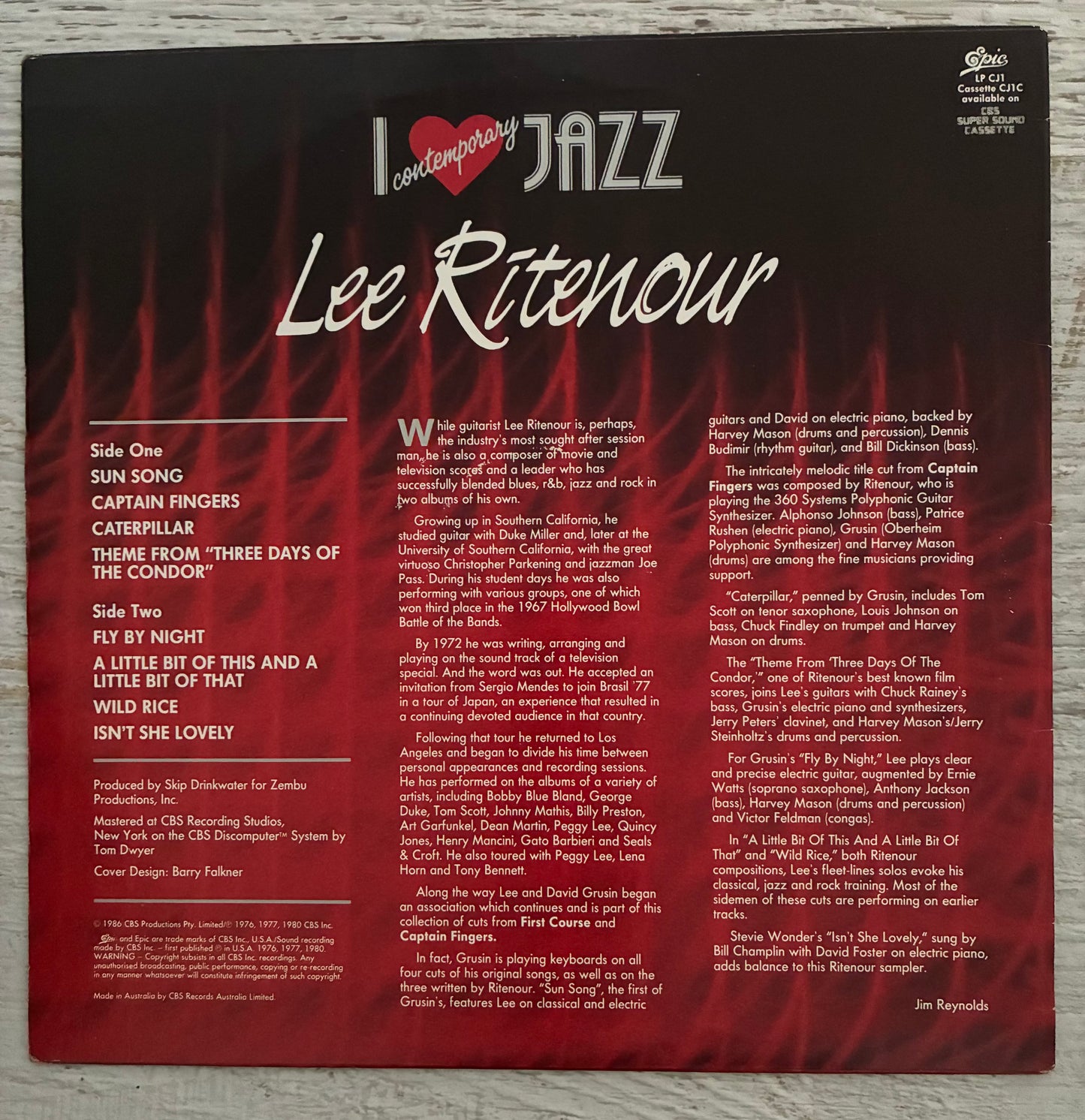 Lee Ritenour - I Love Contemporary Jazz (1986 Aus Pressing 12" Vinyl) (Used/2nd Hand)