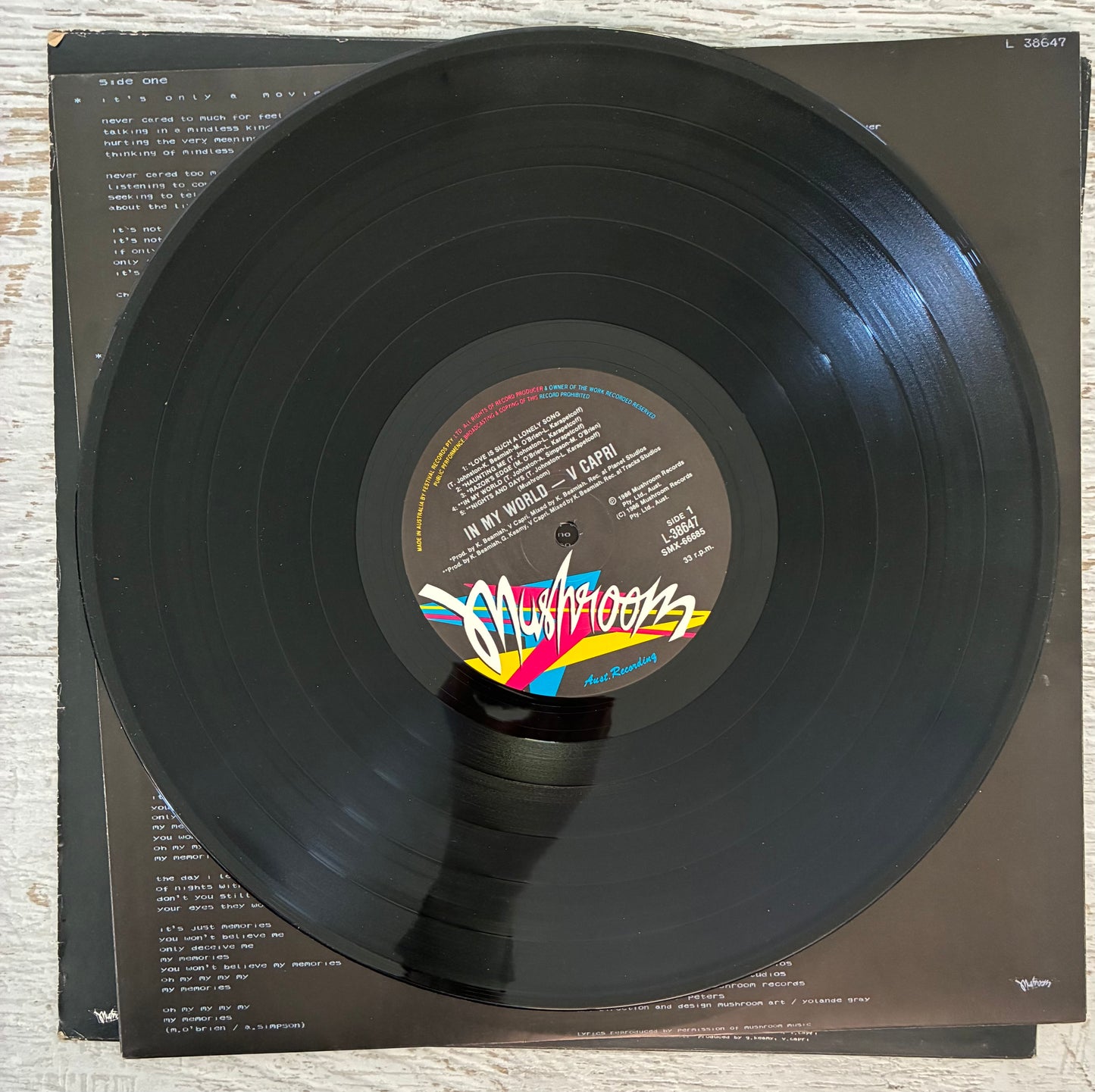 V Capri - In My World (1986 Aus Pressing 12" Vinyl) (Used/2nd Hand)