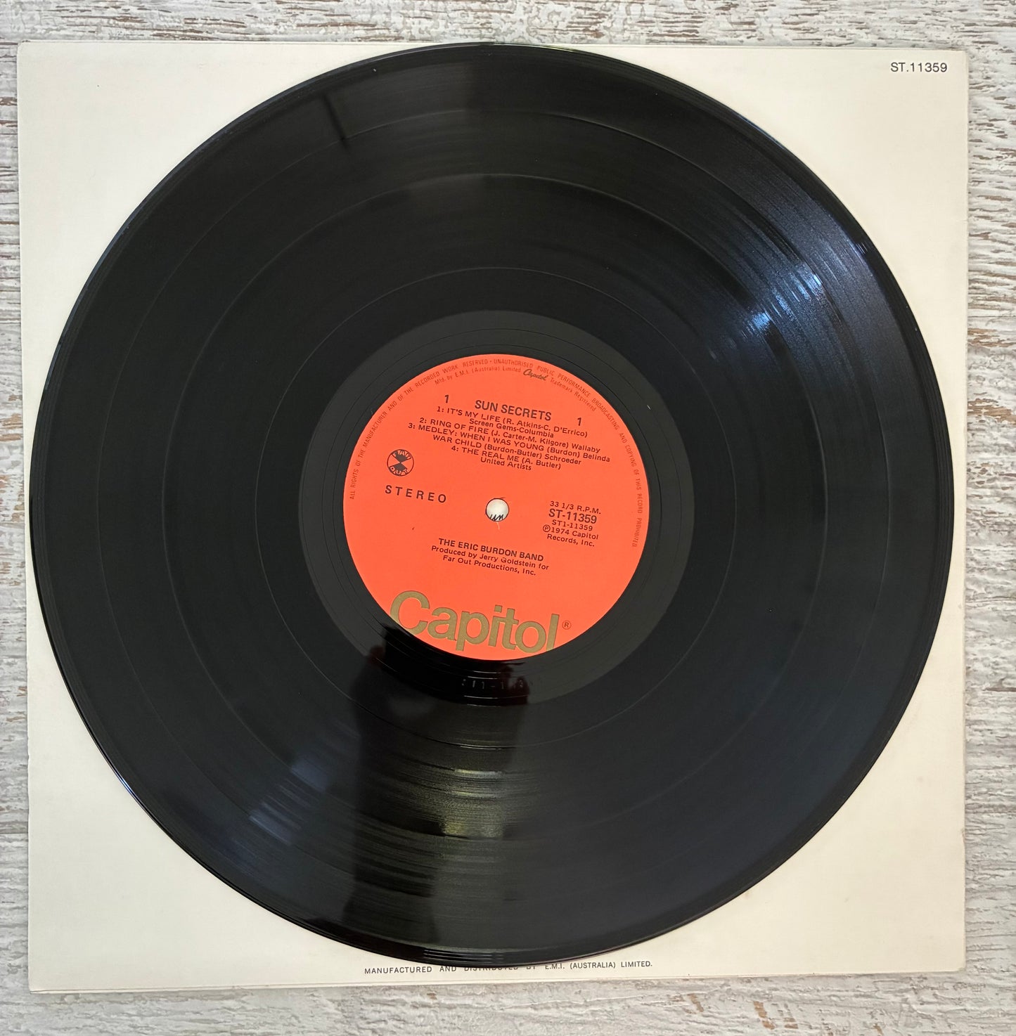 The Eric Burdon Band - Sun Secrets (1974 Aus Pressing 12" Vinyl) (Used/2nd Hand)