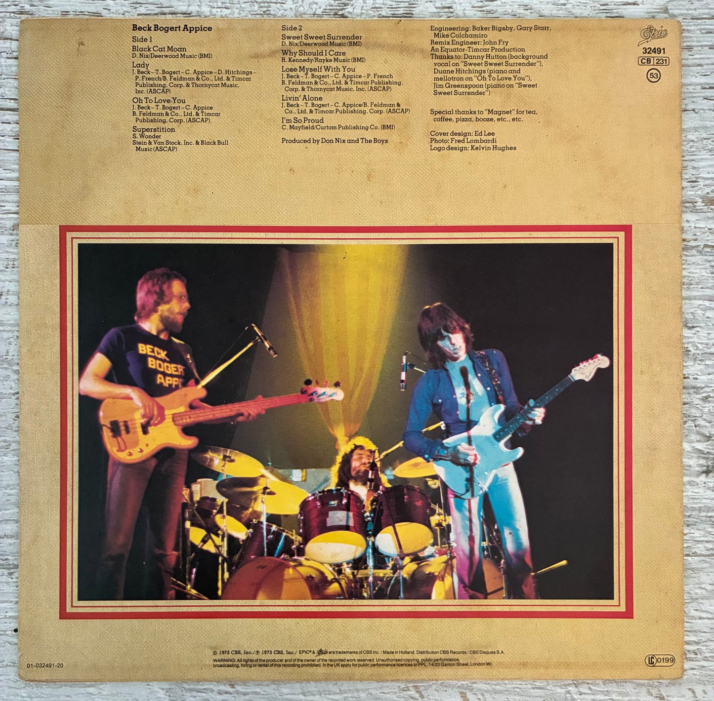 Beck, Bogert & Appice - Beck, Bogert & Appice (1973 Holland Press 12" Vinyl) (Used/2nd Hand)