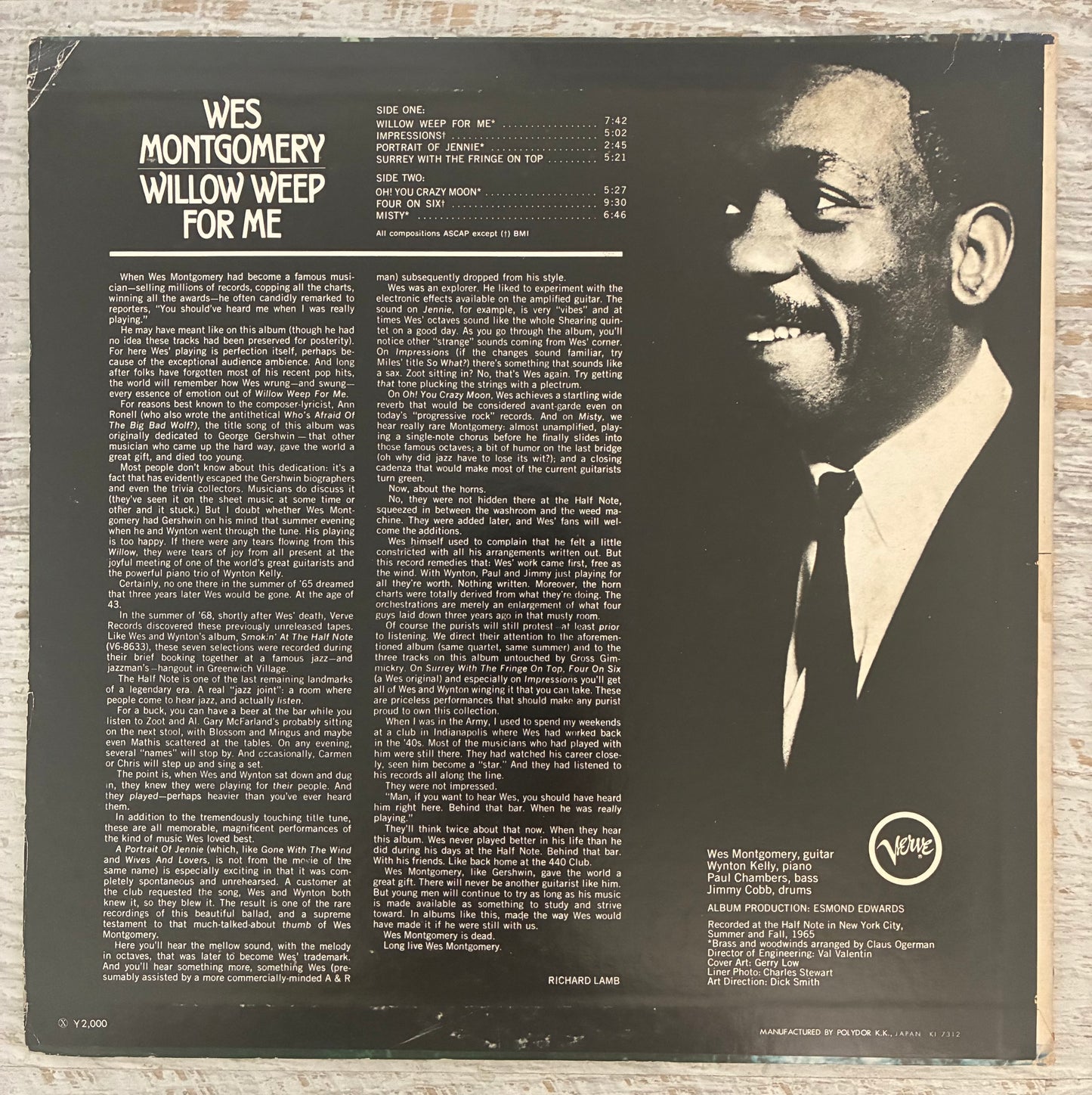 Wes Montgomery - Willow Weep For Me (1974 Japanese Pressing 12" Vinyl) (Used/2nd Hand)