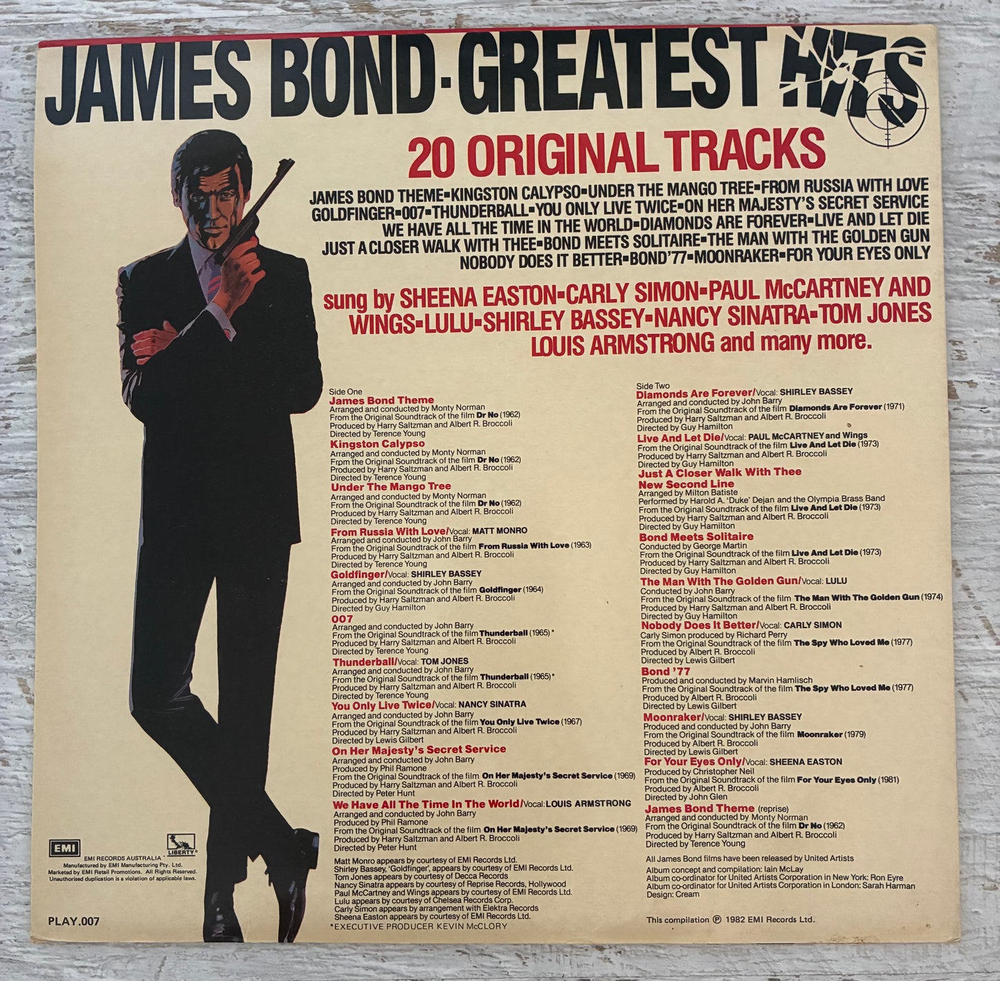 James Bond Greatest Hits - Various Artists (1982 Australian Pressing 12" Vinyl) (Used/2nd Hand)