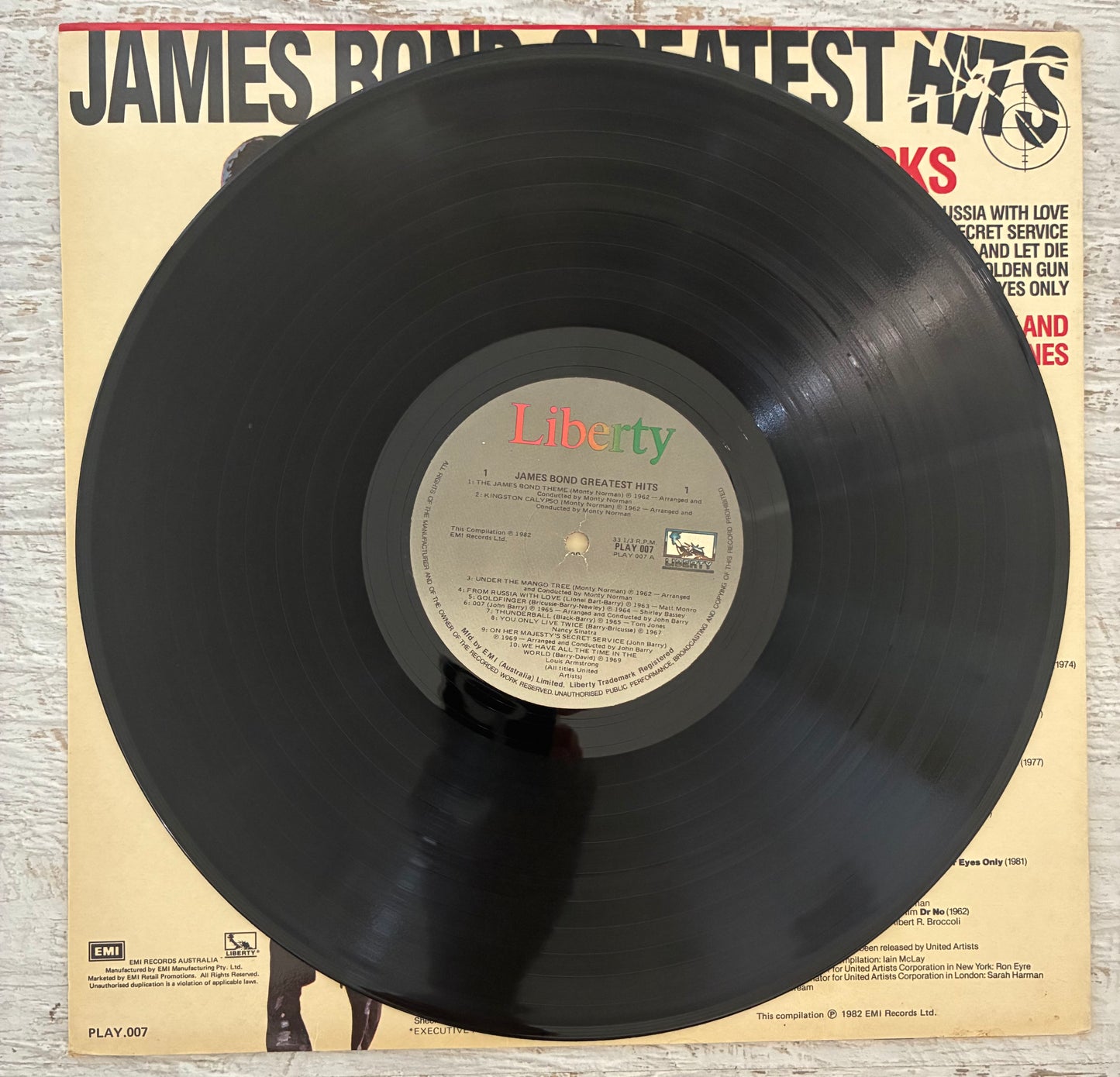 James Bond Greatest Hits - Various Artists (1982 Australian Pressing 12" Vinyl) (Used/2nd Hand)