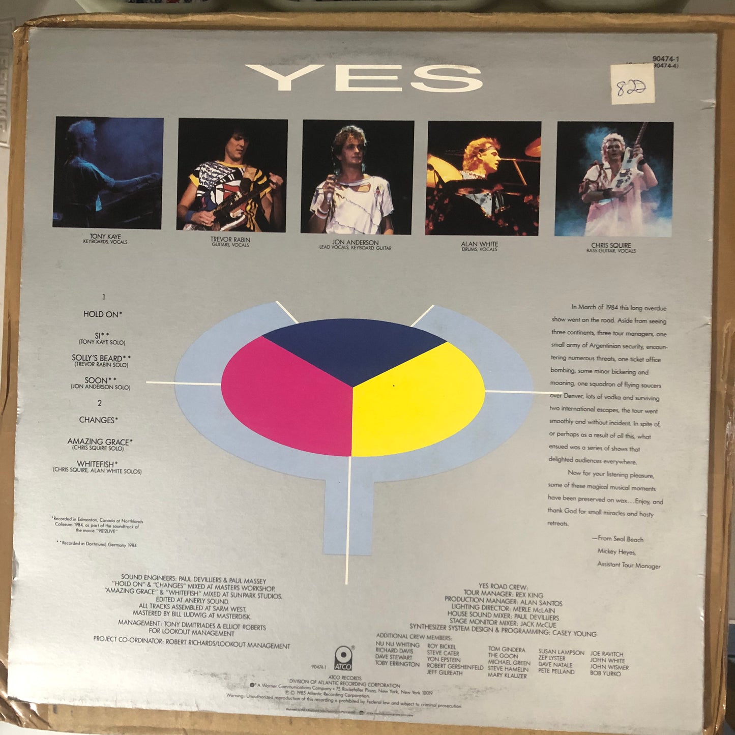 Yes - 9012 Live The Solos (1985 Australian Pressing 12" Vinyl) (Used/2nd Hand)