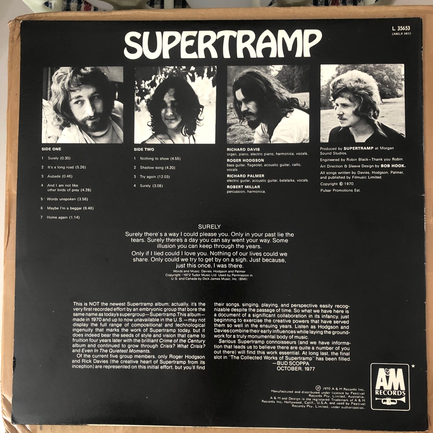 Supertramp - Supertramp (1975 Australian Pressing 12" Vinyl) (Used/2nd Hand)