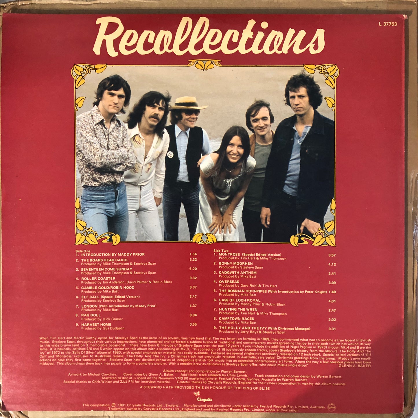 Steeleye Span - Recollections (1981 Australian Pressing 12" Vinyl) (Used/2nd Hand)