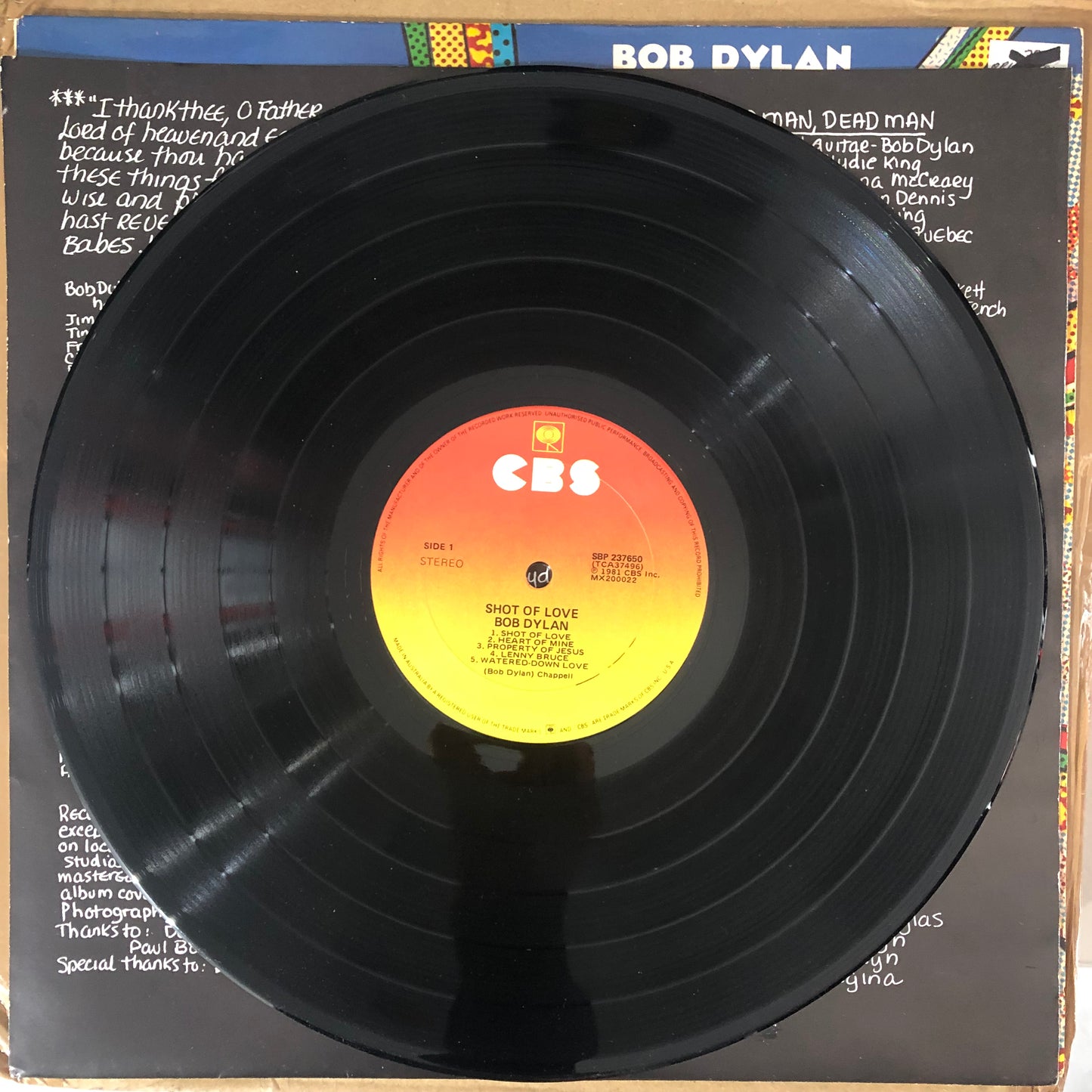 Bob Dylan - Shot Of Love (1981 Australian Pressing 12" Vinyl) (Used/2nd Hand)
