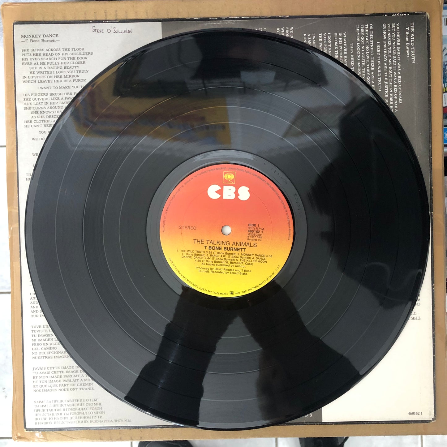 T Bone Burnett - The Talking Animals (1987 Australian Pressing 12" Vinyl) (Used/2nd Hand)