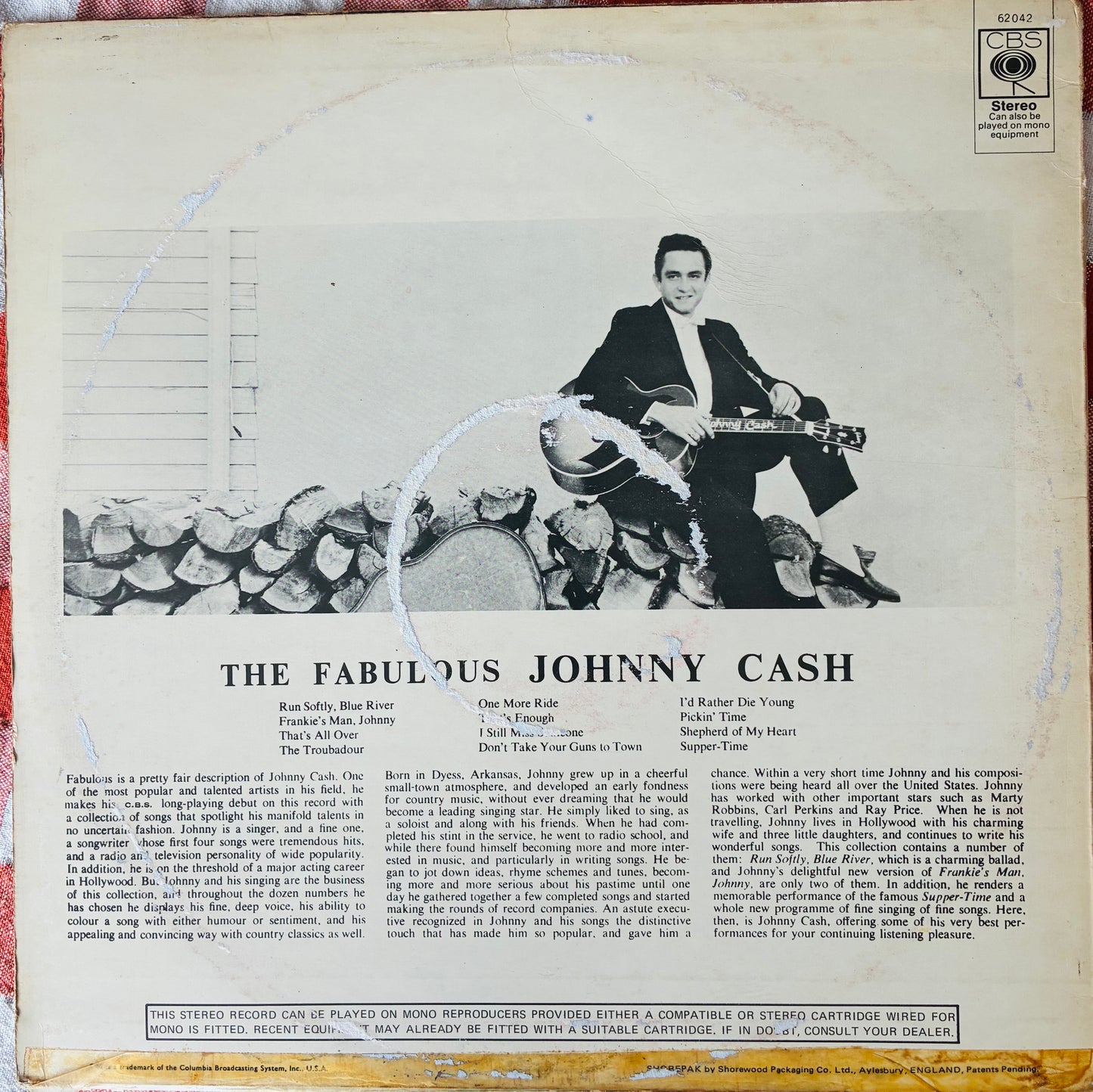 Johnny Cash - The Fabulous Johnny Cash (1963 U.K. Pressing 12" Vinyl) (Used/2nd Hand)