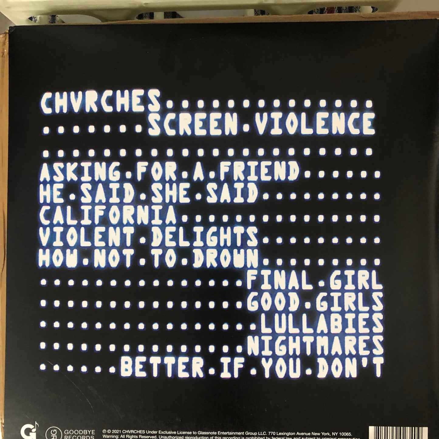 CHVRCHES - Screen Violence (2021 U.S. Pressing 180g Transperant Blue) (Used/2nd Hand)