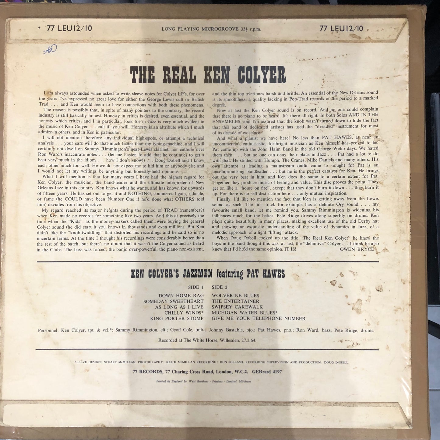 Ken Colyer's Jazzmen - The Real Ken Colyer (1964 UK Pressing 12" Vinyl) (Used/2nd Hand)