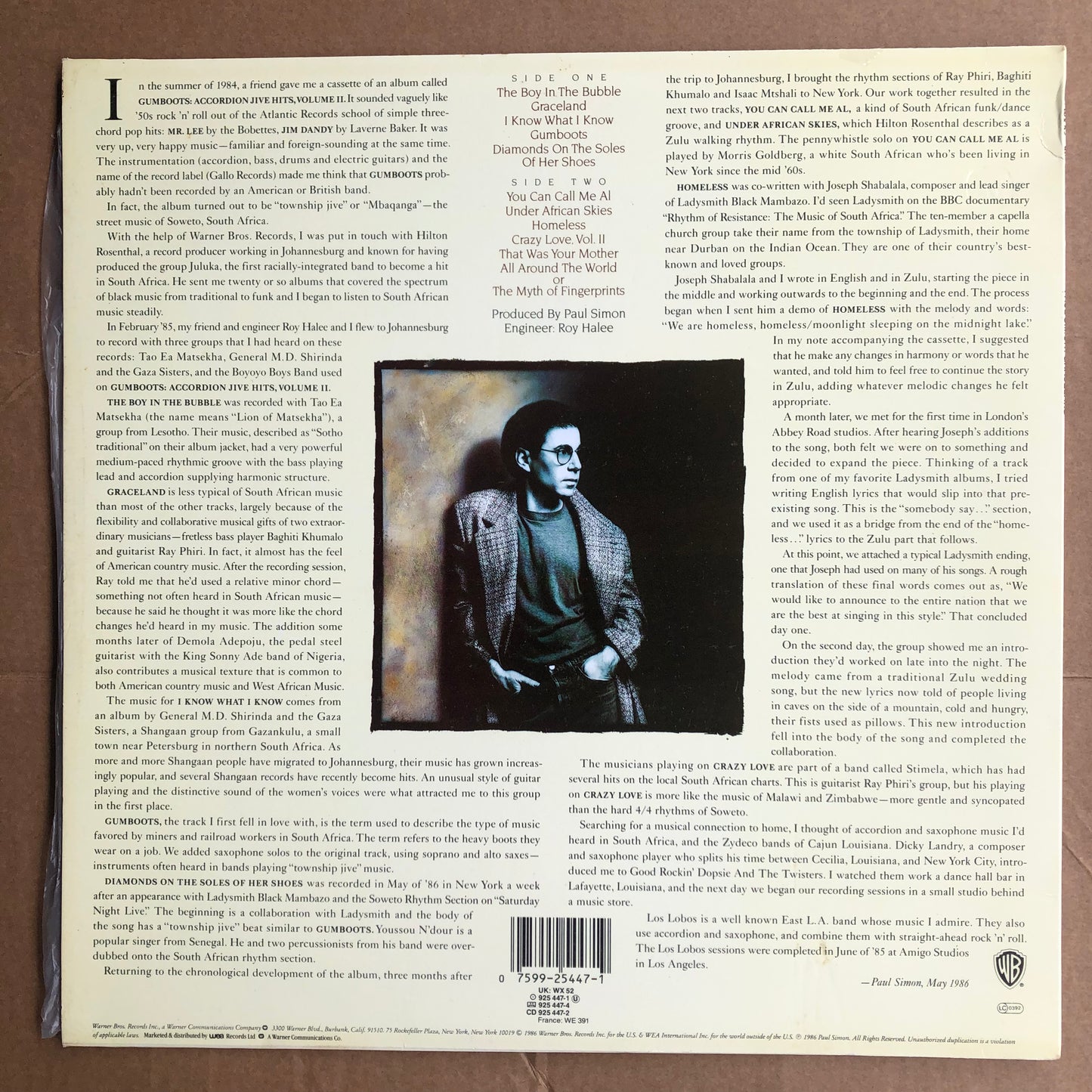Paul Simon - Graceland (1986 UK Pressing 12" Vinyl) (Used/2nd Hand)